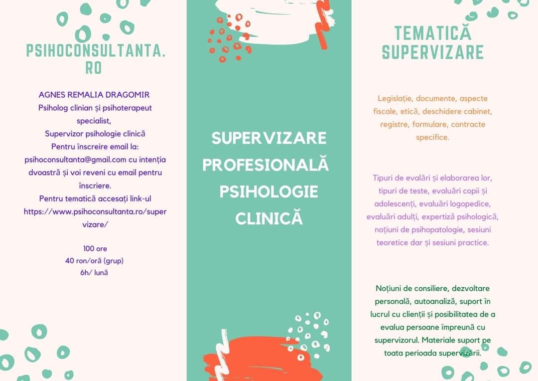 Supervizarea în Psihologie clinică – CIP Dragomir Agnes Remalia