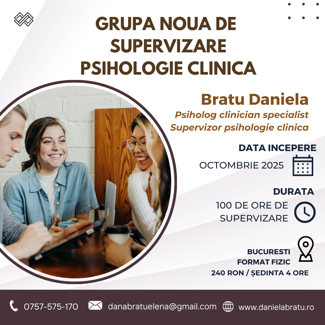 Supervizare în specialitatea Psihologie clinică – CIP Bratu Daniela Elena