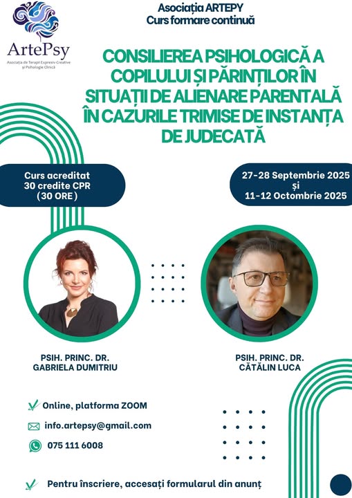 Consilierea psihologică a copilului și părinților în situații de alienare parentală (în cazurile trimise de instanță) | SEPT25