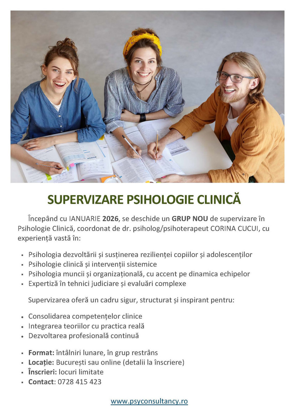 Supervizare în specialitatea Psihologie clinică – CIP Cucui Corina