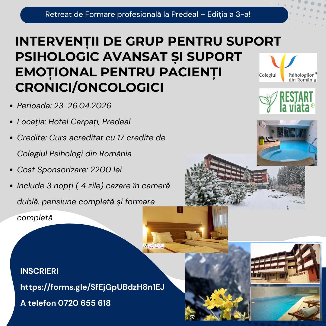 Intervenții de Grup pentru Suport Psihologic Avansat și Suport Emoțional pentru Pacienți Cronici/Oncologici | apr 2026