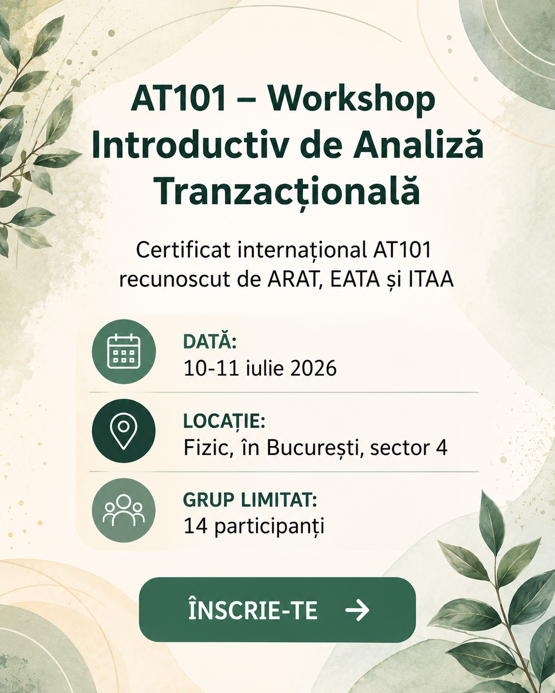 Curs Introductiv de Analiză Tranzacțională | iul 2026